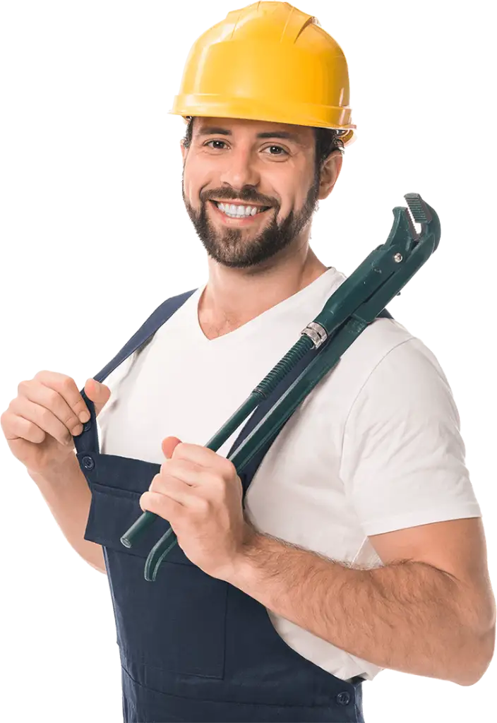 The plumber holding a wrench
